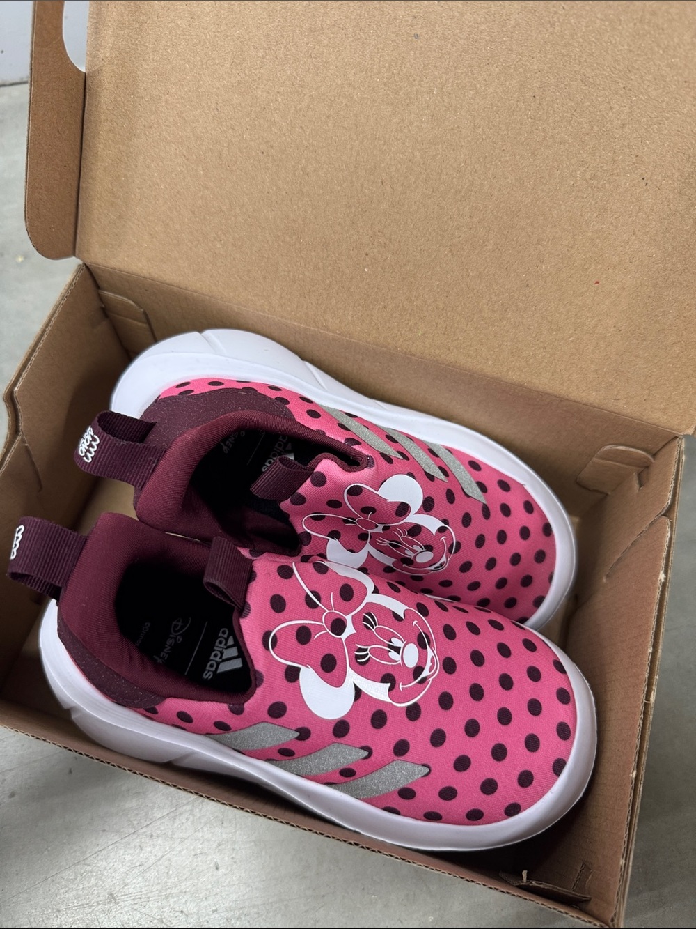 Adidas Kids Pink Minnie Mouse Slip-On Sneakers